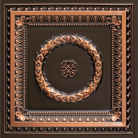 FROM PLAIN TO BEAUTIFUL IN HOURS Laurel Wreath Faux Tin/ PVC 24-in x 24-in 10-Pack Copper Textured Surface-mount Ceiling Tile, 10PK 210cr-24x24-10